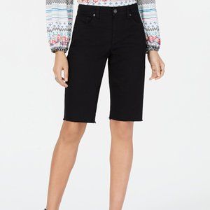 NWTS Style & Co Women's Black Cotton Mid Rise Curvy Bermuda Shorts Size 4 (A1)